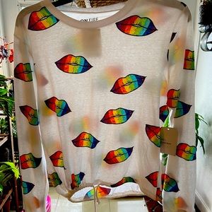 On Fire Rainbow Lips Shirt-New